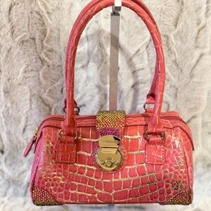 Pink Liz Claiborne Handbag with Gold Leaf and Rhinestone Accents